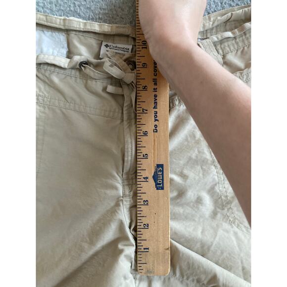 Columbia Shorts Large Drawstring Zip Relaxed Beige Pocket Khaki Hike Outdoor Y2K - Picture 13 of 15